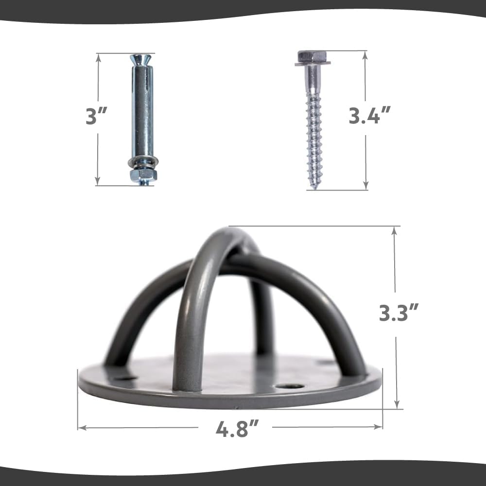 Ceiling Hooks - Industrial Strength Hold Up to 600 lbs, Includes Anchors & Bolts Yoga Starter Set - Suitable for Gym Rings, Suspensions, Indoor/Outdoor Use