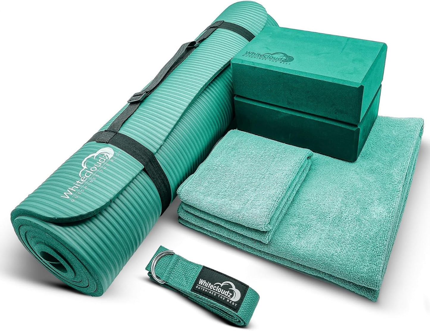 Yoga kit, 7-Piece Yoga Mat Set for Home Workouts, Thick Yoga Mat, Yoga Blocks, Strap, Yoga Towels & Carrying Bag, Exercise Mat with Yoga Equipment for Women & Men, Enhance Yoga Practice
