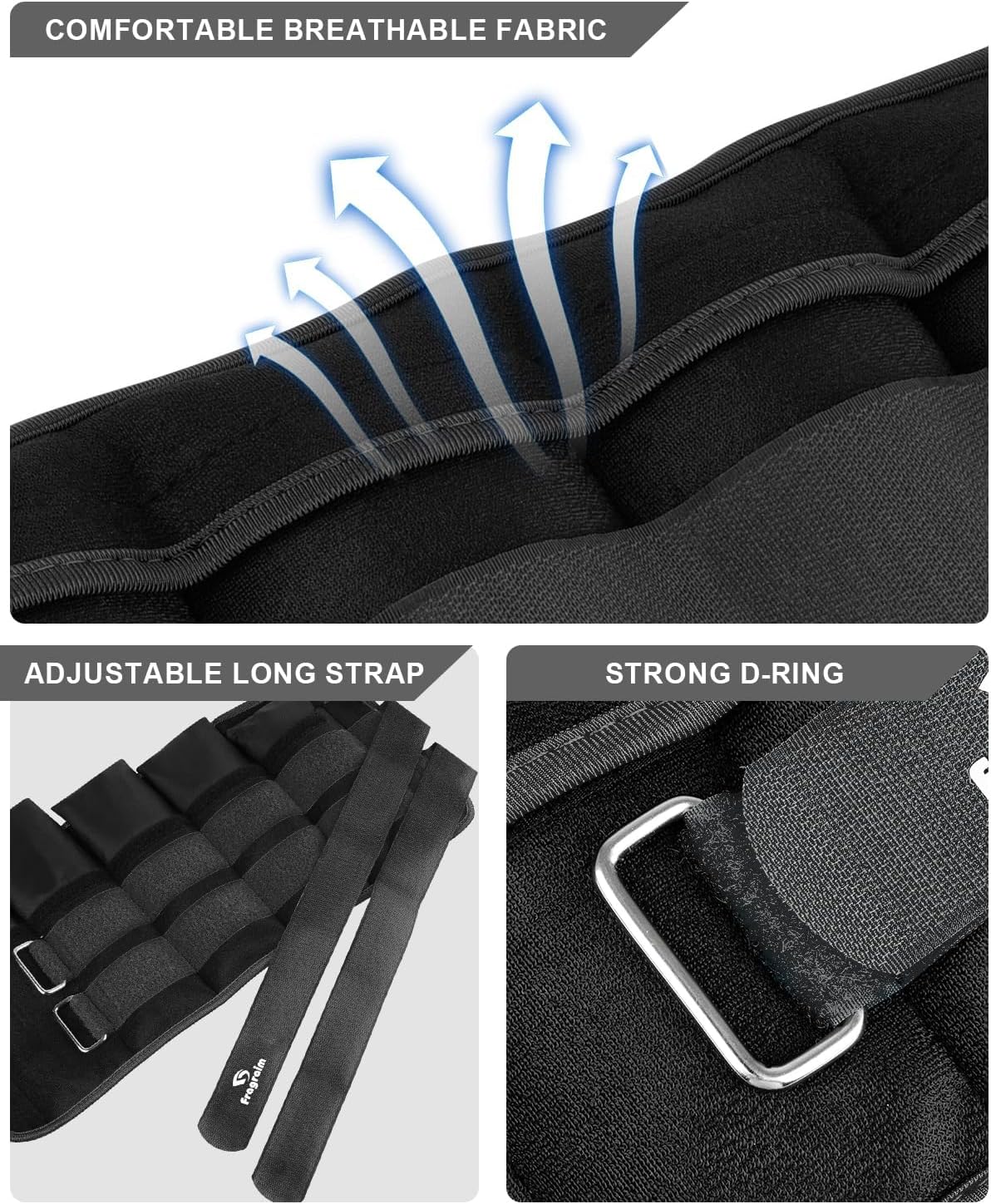 Adjustable Ankle Weights 1-3/4/5/6/8/10/12/15/20 LBS Pair with Removable Weight for Jogging, Gymnastics, Aerobics, Physical Therapy