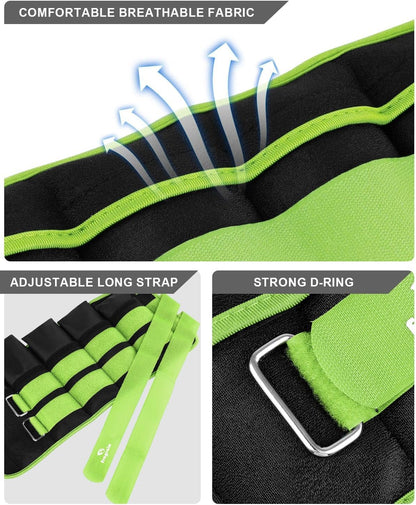 Adjustable Ankle Weights 1-3/4/5/6/8/10/12/15/20 LBS Pair with Removable Weight for Jogging, Gymnastics, Aerobics, Physical Therapy