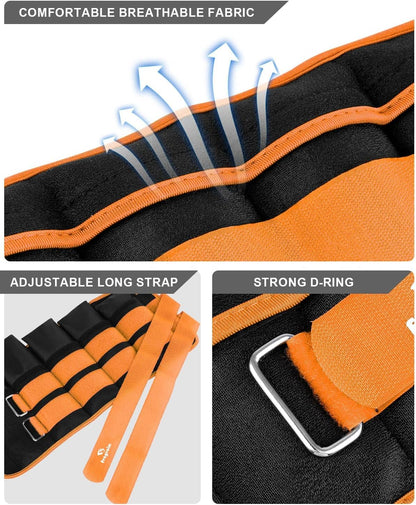 Adjustable Ankle Weights 1-3/4/5/6/8/10/12/15/20 LBS Pair with Removable Weight for Jogging, Gymnastics, Aerobics, Physical Therapy