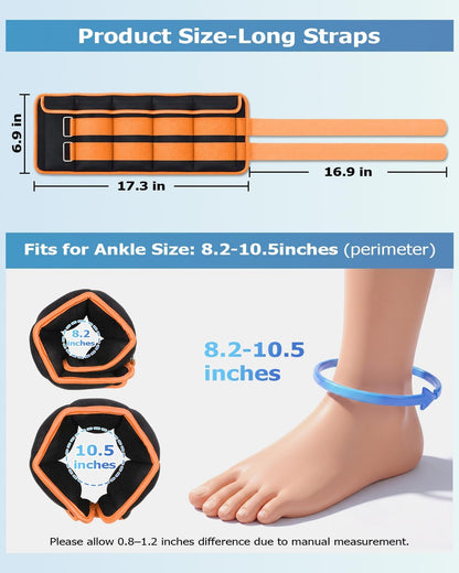 Adjustable Ankle Weights 1-3/4/5/6/8/10/12/15/20 LBS Pair with Removable Weight for Jogging, Gymnastics, Aerobics, Physical Therapy