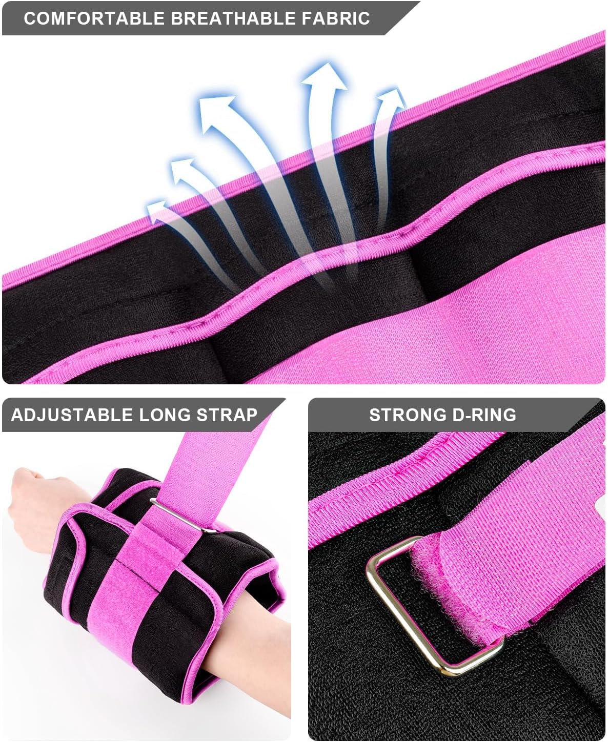 Adjustable Ankle Weights 1-3/4/5/6/8/10/12/15/20 LBS Pair with Removable Weight for Jogging, Gymnastics, Aerobics, Physical Therapy