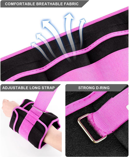 Adjustable Ankle Weights 1-3/4/5/6/8/10/12/15/20 LBS Pair with Removable Weight for Jogging, Gymnastics, Aerobics, Physical Therapy