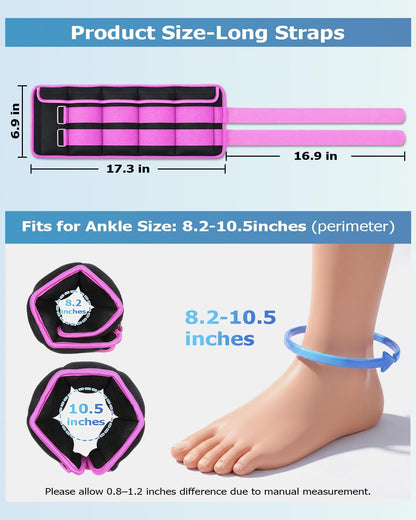 Adjustable Ankle Weights 1-3/4/5/6/8/10/12/15/20 LBS Pair with Removable Weight for Jogging, Gymnastics, Aerobics, Physical Therapy