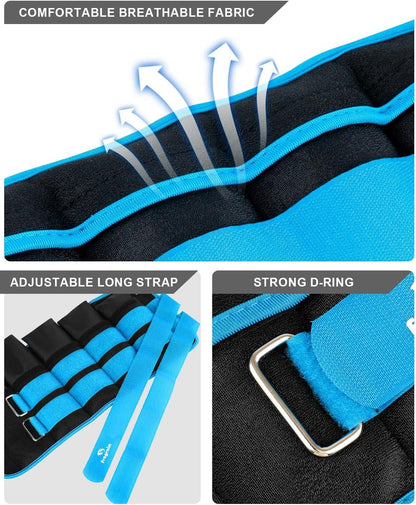 Adjustable Ankle Weights 1-3/4/5/6/8/10/12/15/20 LBS Pair with Removable Weight for Jogging, Gymnastics, Aerobics, Physical Therapy