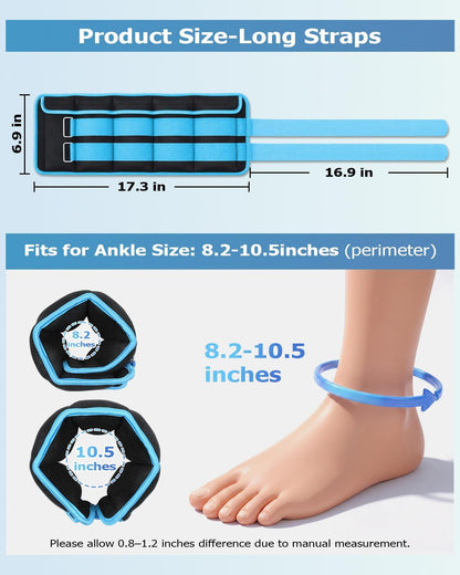 Adjustable Ankle Weights 1-3/4/5/6/8/10/12/15/20 LBS Pair with Removable Weight for Jogging, Gymnastics, Aerobics, Physical Therapy