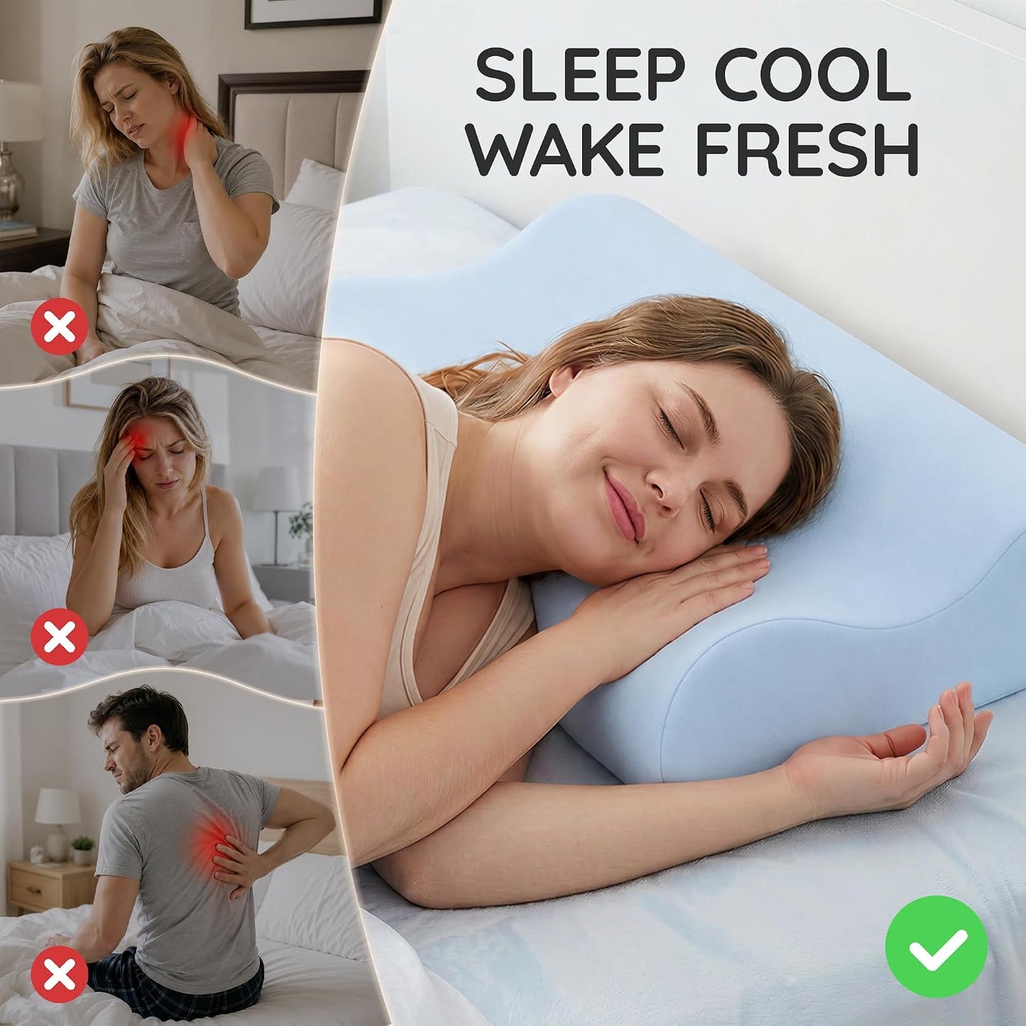 Travel Contour Memory Foam Pillow for Neck Pain Relief, White
