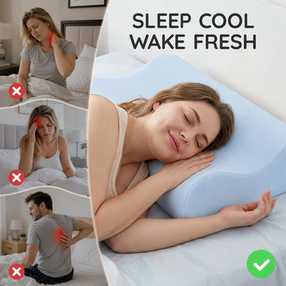 Travel Contour Memory Foam Pillow for Neck Pain Relief, White