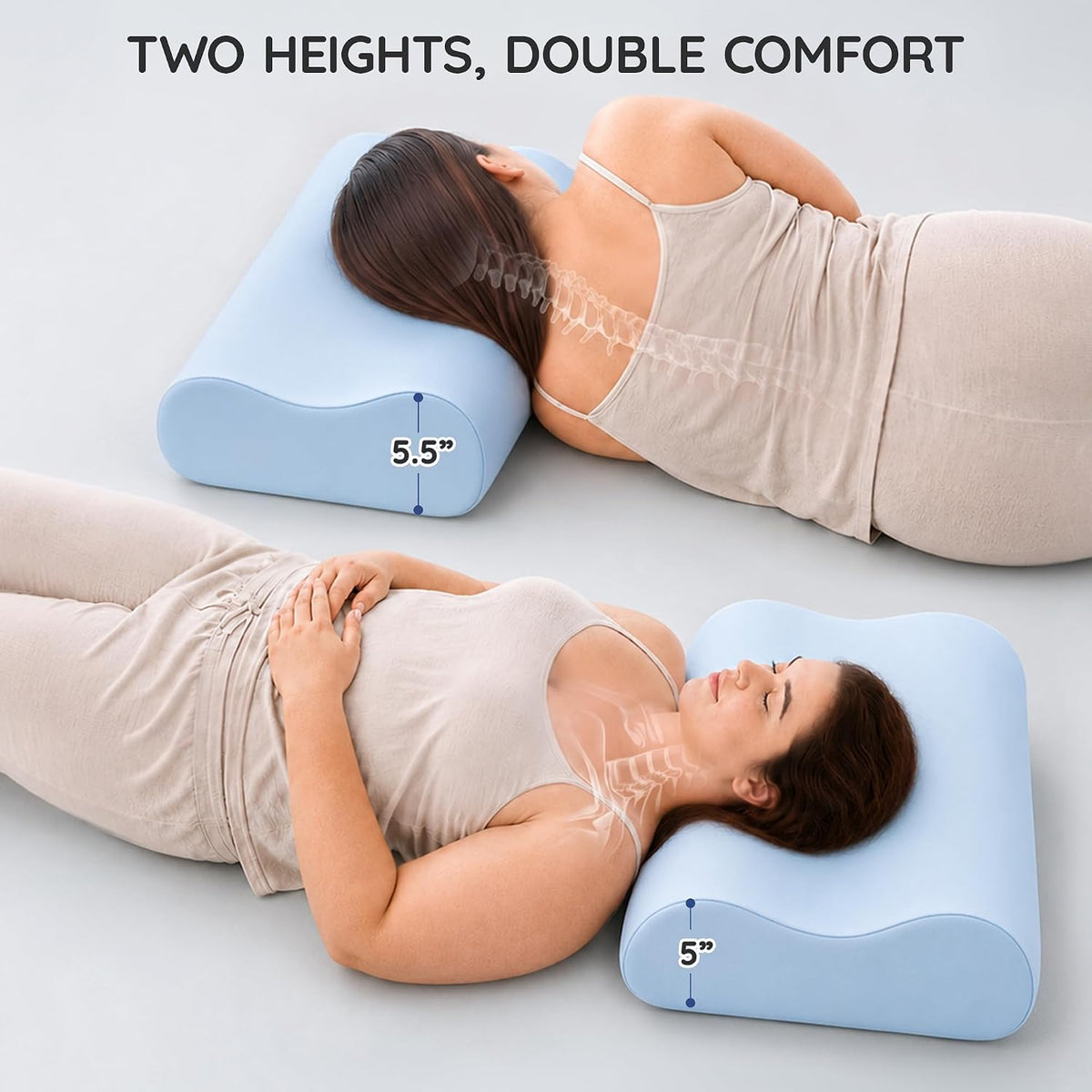 Travel Contour Memory Foam Pillow for Neck Pain Relief, White