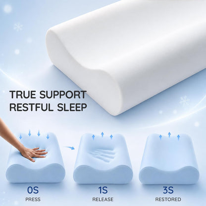 Travel Contour Memory Foam Pillow for Neck Pain Relief, White