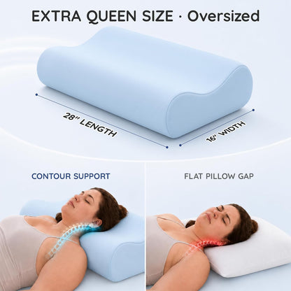 Travel Contour Memory Foam Pillow for Neck Pain Relief, White