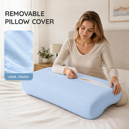 Travel Contour Memory Foam Pillow for Neck Pain Relief, White