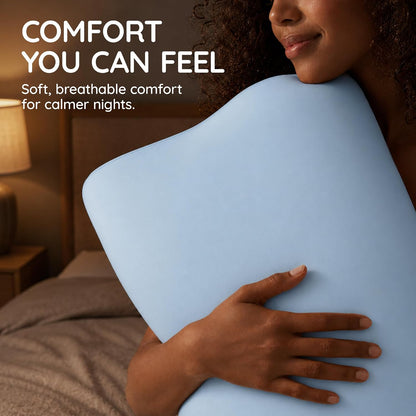 Travel Contour Memory Foam Pillow for Neck Pain Relief, White