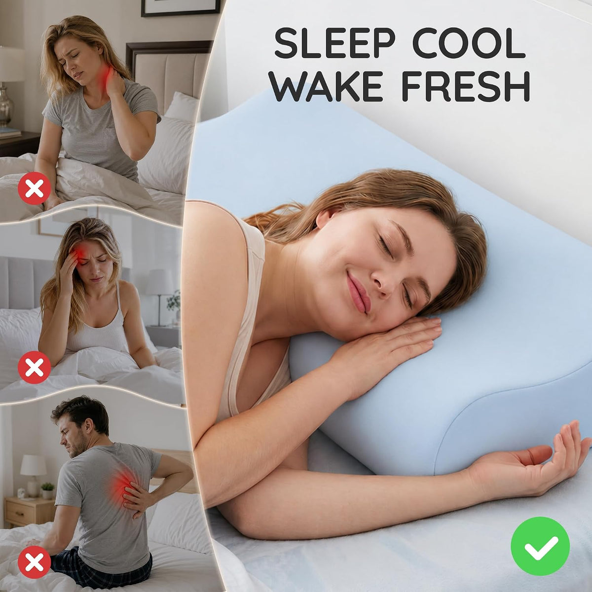Travel Contour Memory Foam Pillow for Neck Pain Relief, White