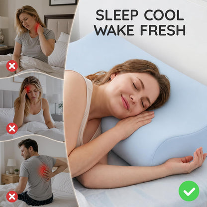 Travel Contour Memory Foam Pillow for Neck Pain Relief, White