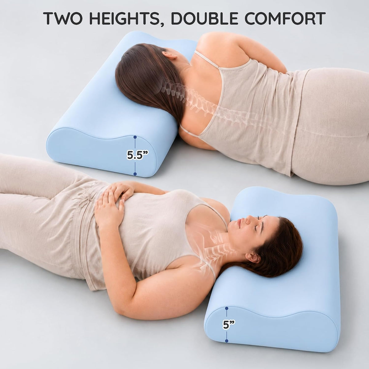 Travel Contour Memory Foam Pillow for Neck Pain Relief, White
