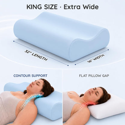 Travel Contour Memory Foam Pillow for Neck Pain Relief, White