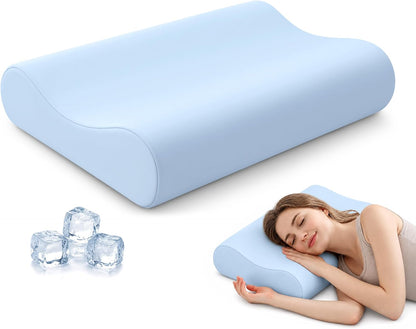 Travel Contour Memory Foam Pillow for Neck Pain Relief, White