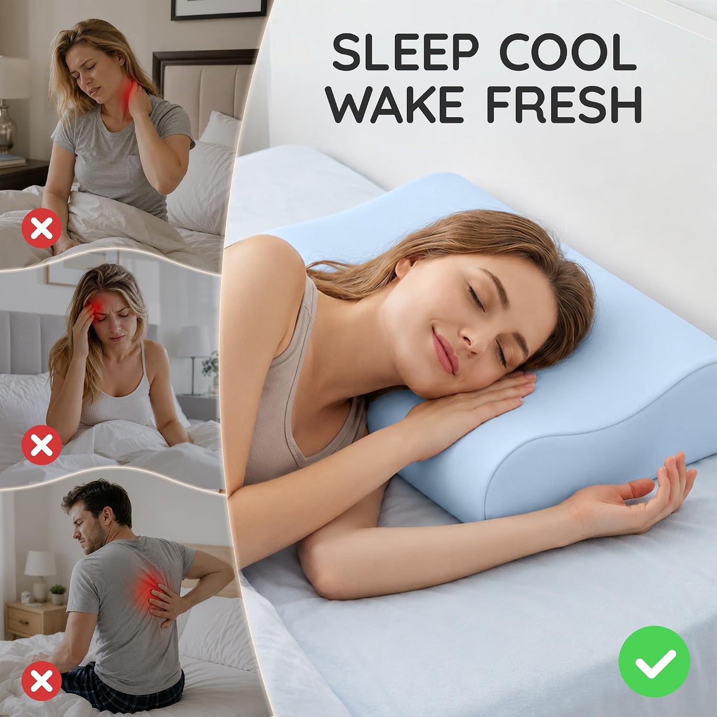Travel Contour Memory Foam Pillow for Neck Pain Relief, White