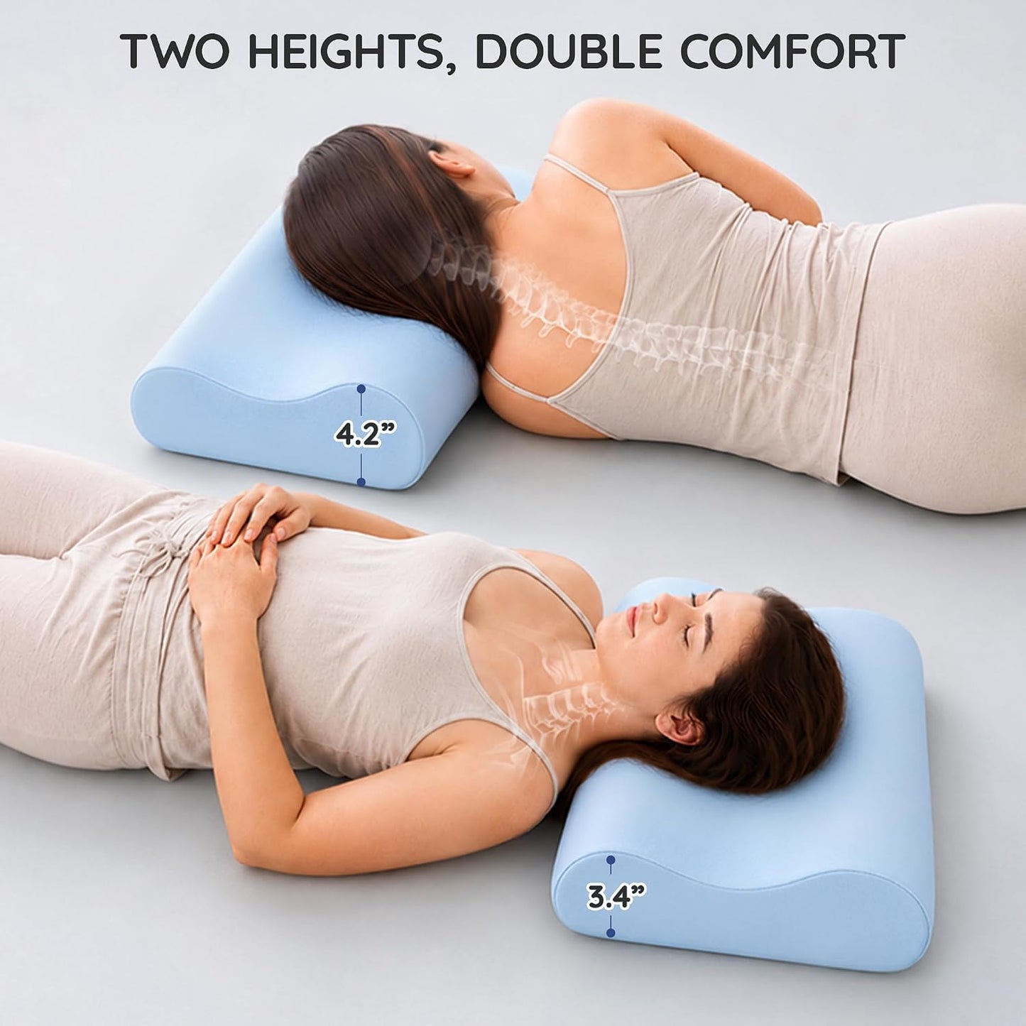 Travel Contour Memory Foam Pillow for Neck Pain Relief, White