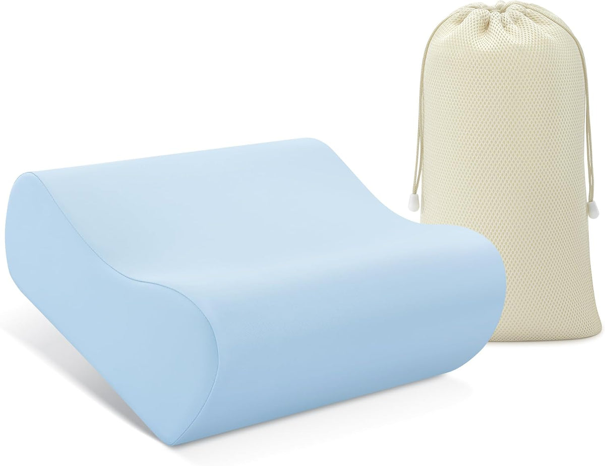 Travel Contour Memory Foam Pillow for Neck Pain Relief, White