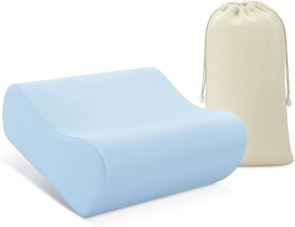 Travel Contour Memory Foam Pillow for Neck Pain Relief, White