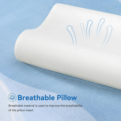 Travel Contour Memory Foam Pillow for Neck Pain Relief, White