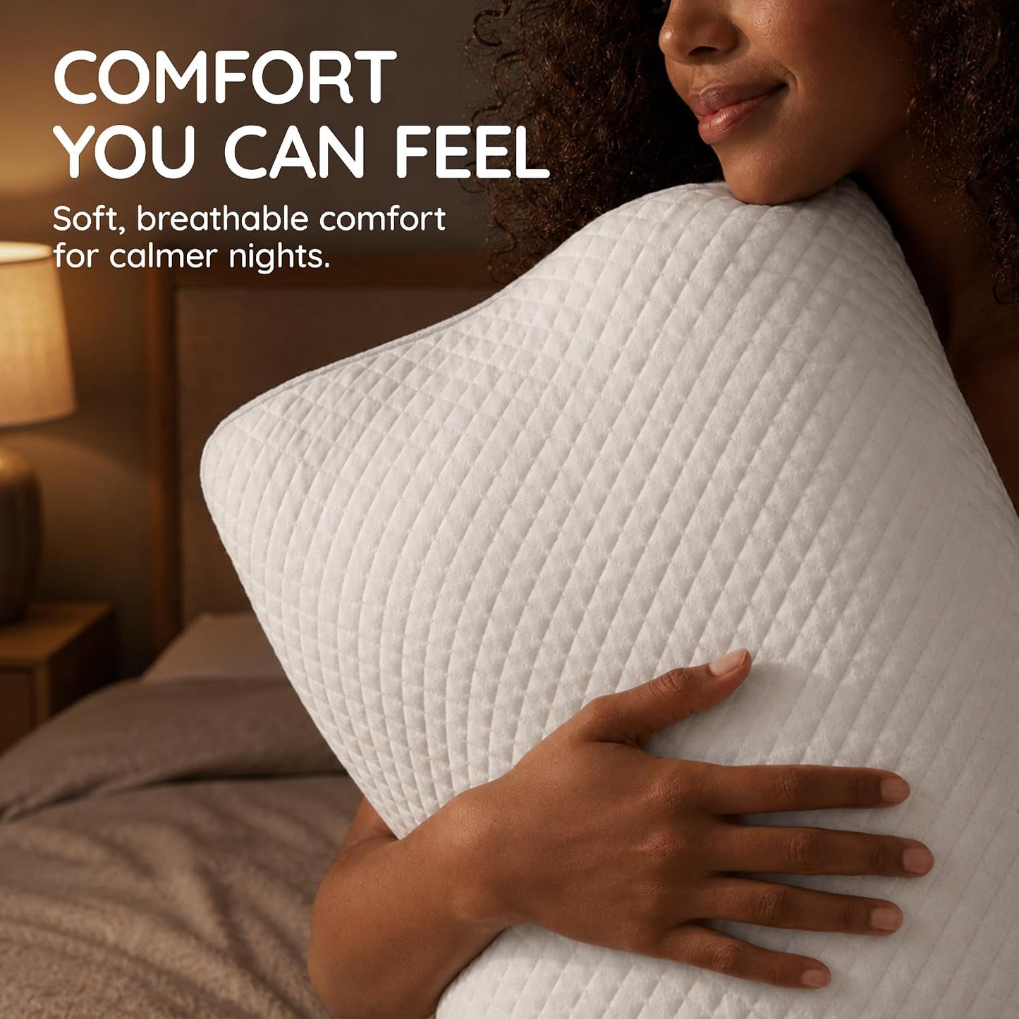 Travel Contour Memory Foam Pillow for Neck Pain Relief, White