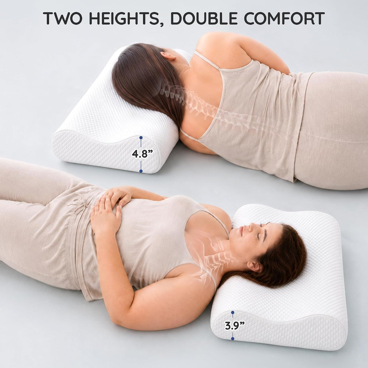 Travel Contour Memory Foam Pillow for Neck Pain Relief, White