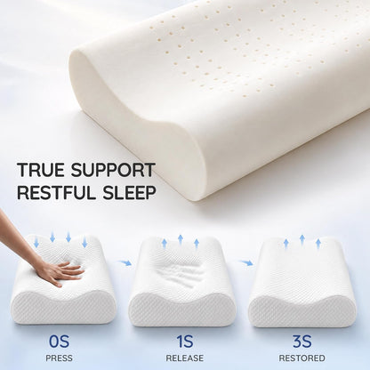Travel Contour Memory Foam Pillow for Neck Pain Relief, White