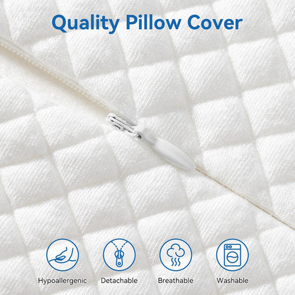 Travel Contour Memory Foam Pillow for Neck Pain Relief, White