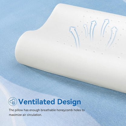 Travel Contour Memory Foam Pillow for Neck Pain Relief, White