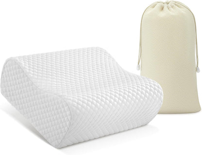 Travel Contour Memory Foam Pillow for Neck Pain Relief, White