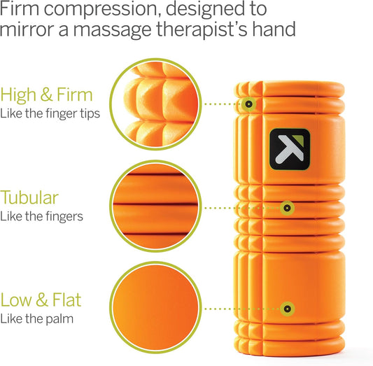 Therapy Grid Foam Roller with Free Online Instructional Videos, Original (13-inch), Orange
