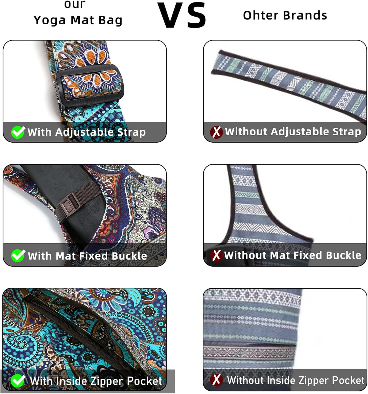 IwIeIaIrI Yoga Mat Bag for Women with Large Size Pocket and Zipper Pocket,Yoga Bag Mat Carrier Holder Fits Most Your Stuff,Yoga Accessories Gifts