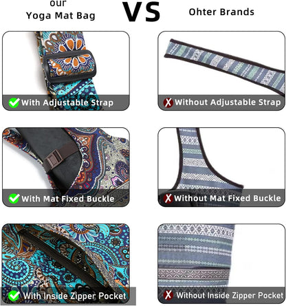 IwIeIaIrI Yoga Mat Bag for Women with Large Size Pocket and Zipper Pocket,Yoga Bag Mat Carrier Holder Fits Most Your Stuff,Yoga Accessories Gifts
