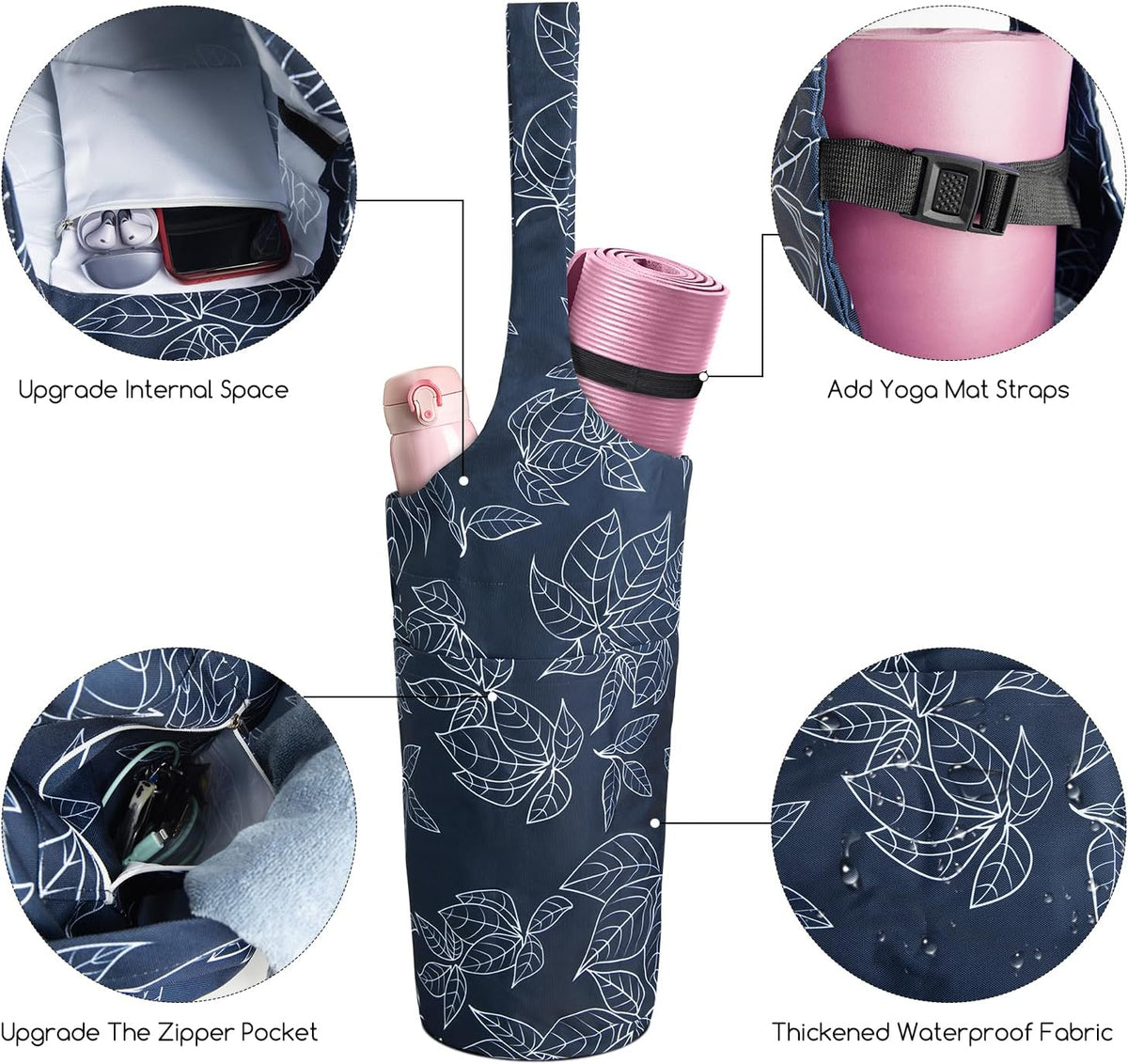 IwIeIaIrI Yoga Mat Bag for Women with Large Size Pocket and Zipper Pocket,Yoga Bag Mat Carrier Holder Fits Most Your Stuff,Yoga Accessories Gifts