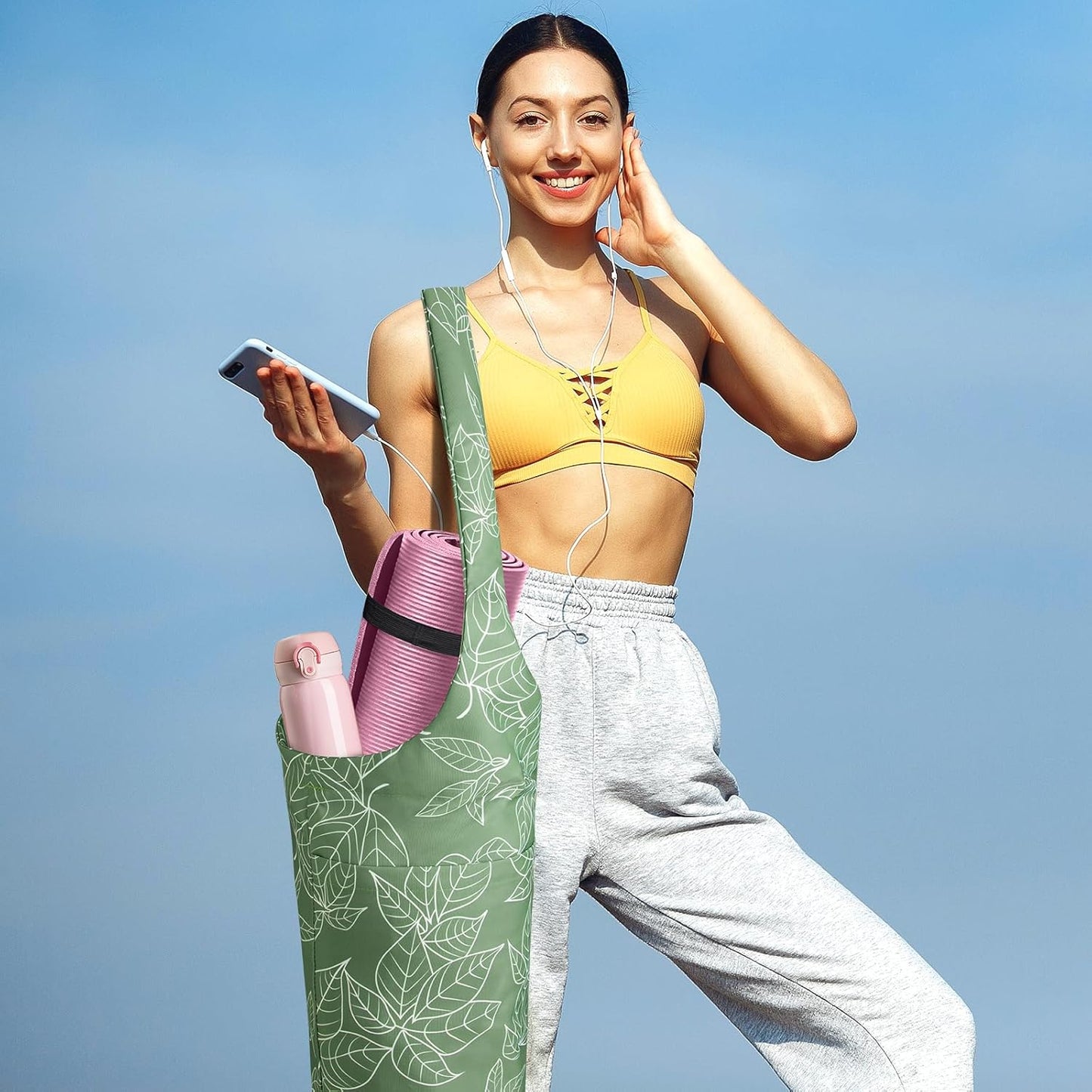 IwIeIaIrI Yoga Mat Bag for Women with Large Size Pocket and Zipper Pocket,Yoga Bag Mat Carrier Holder Fits Most Your Stuff,Yoga Accessories Gifts