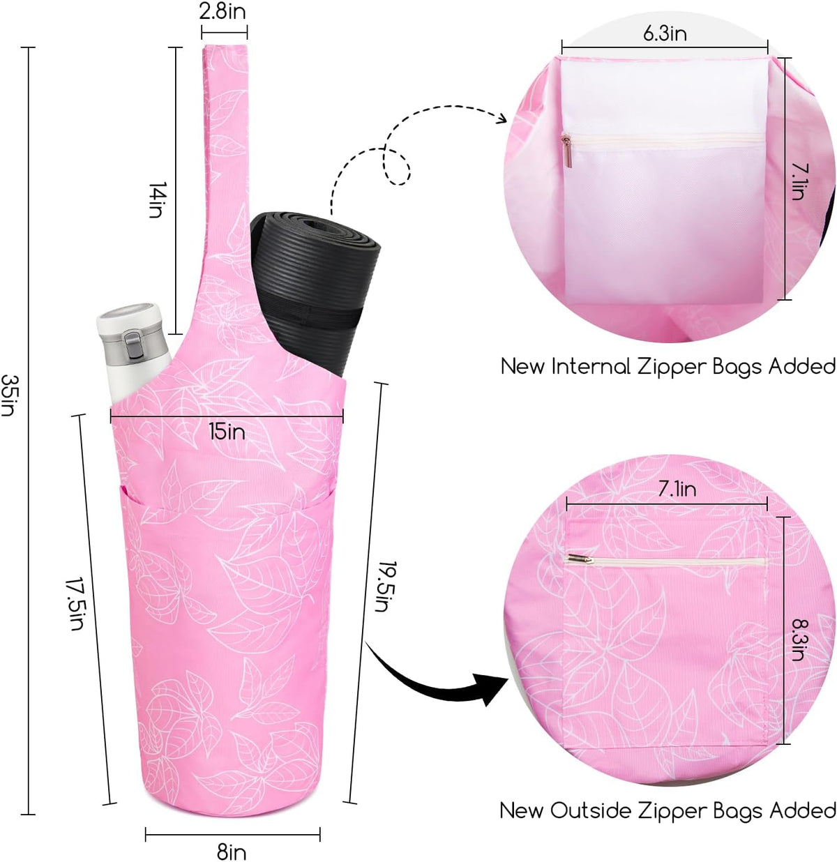 IwIeIaIrI Yoga Mat Bag for Women with Large Size Pocket and Zipper Pocket,Yoga Bag Mat Carrier Holder Fits Most Your Stuff,Yoga Accessories Gifts