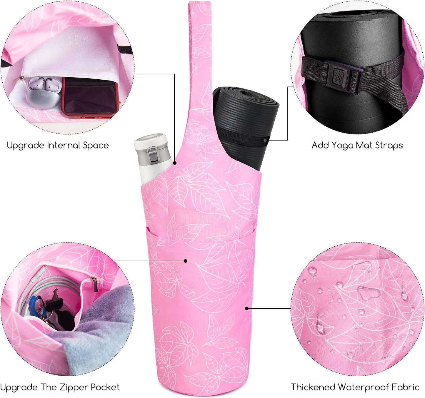 IwIeIaIrI Yoga Mat Bag for Women with Large Size Pocket and Zipper Pocket,Yoga Bag Mat Carrier Holder Fits Most Your Stuff,Yoga Accessories Gifts