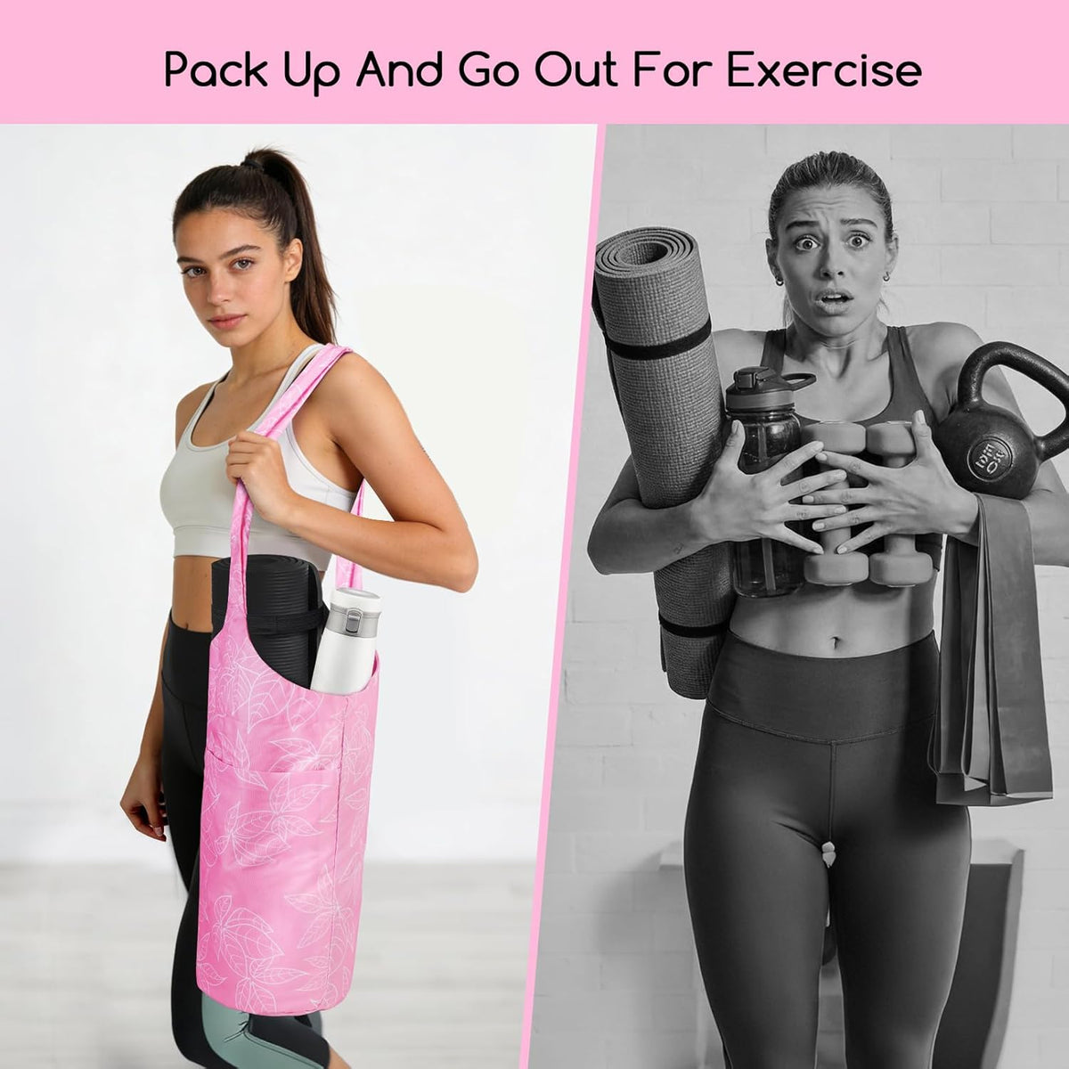 IwIeIaIrI Yoga Mat Bag for Women with Large Size Pocket and Zipper Pocket,Yoga Bag Mat Carrier Holder Fits Most Your Stuff,Yoga Accessories Gifts