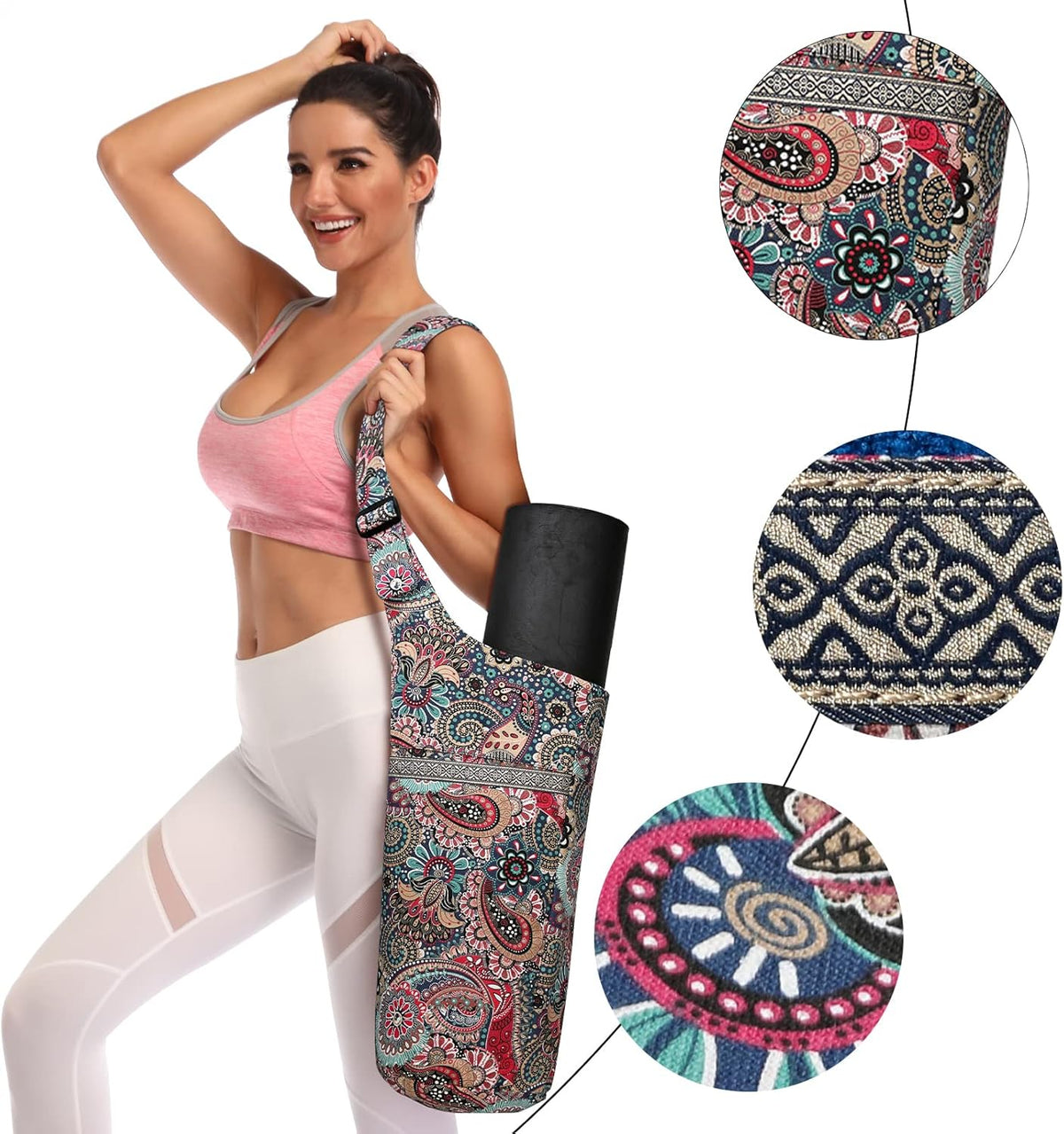 IwIeIaIrI Yoga Mat Bag for Women with Large Size Pocket and Zipper Pocket,Yoga Bag Mat Carrier Holder Fits Most Your Stuff,Yoga Accessories Gifts