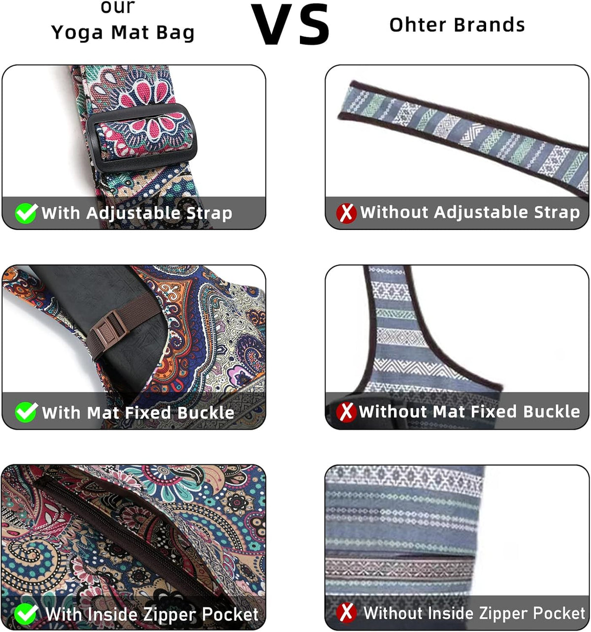 IwIeIaIrI Yoga Mat Bag for Women with Large Size Pocket and Zipper Pocket,Yoga Bag Mat Carrier Holder Fits Most Your Stuff,Yoga Accessories Gifts