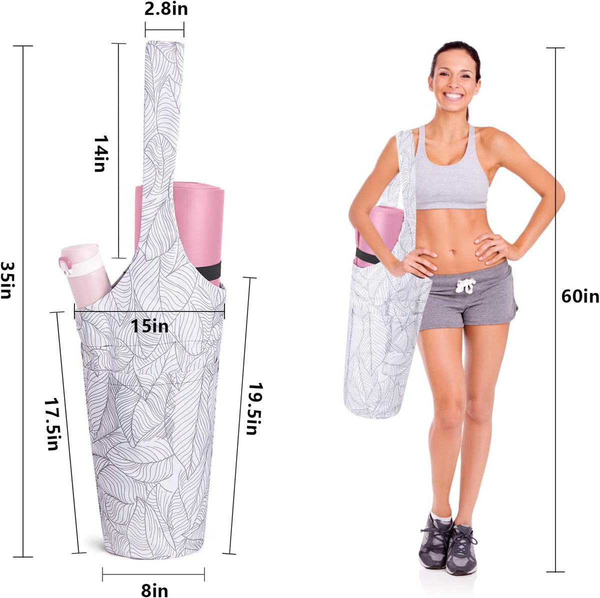 IwIeIaIrI Yoga Mat Bag for Women with Large Size Pocket and Zipper Pocket,Yoga Bag Mat Carrier Holder Fits Most Your Stuff,Yoga Accessories Gifts