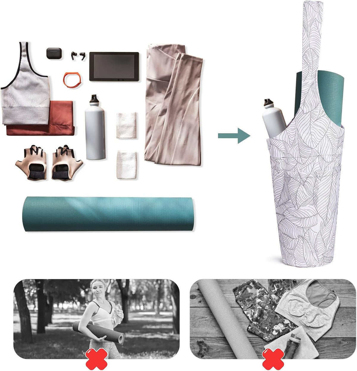 IwIeIaIrI Yoga Mat Bag for Women with Large Size Pocket and Zipper Pocket,Yoga Bag Mat Carrier Holder Fits Most Your Stuff,Yoga Accessories Gifts