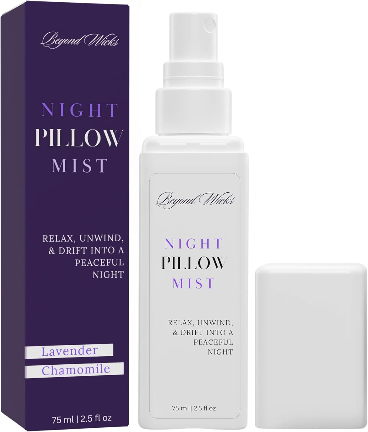 Pillow Spray – Lavender Chamomile Sleep Spray with Essential Oils – Relaxing Aromatherapy Mist for Pillows, Bedding, and Linens – Nighttime Pillow Mist – 75ml (2.5 fl oz)