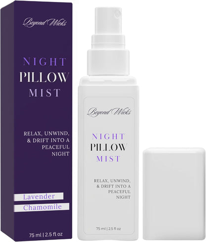 Pillow Spray – Lavender Chamomile Sleep Spray with Essential Oils – Relaxing Aromatherapy Mist for Pillows, Bedding, and Linens – Nighttime Pillow Mist – 75ml (2.5 fl oz)