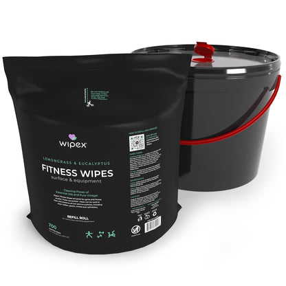 Gym Wipes for Equipment Cleaning - 700 Large 8"x12" Natural Fitness Wipes Refills for Dispensers - Made with Lemongrass, Eucalyptus Oil & Vinegar, Bulk Surface Multipurpose (1 Pack)
