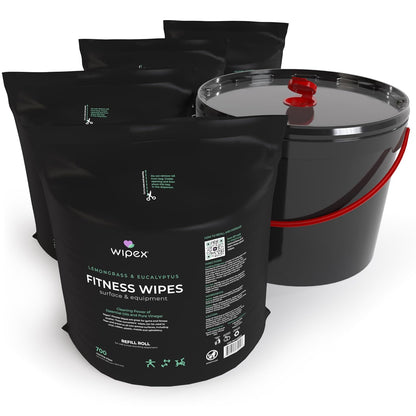 Gym Wipes for Equipment Cleaning - 700 Large 8"x12" Natural Fitness Wipes Refills for Dispensers - Made with Lemongrass, Eucalyptus Oil & Vinegar, Bulk Surface Multipurpose (1 Pack)
